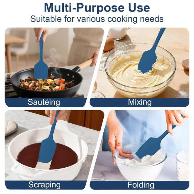 Alt view image 6 of 7 - 4 Pcs Silicone Spatula Set, 11.4 In, 600°F Heat Resistant (Blue)
