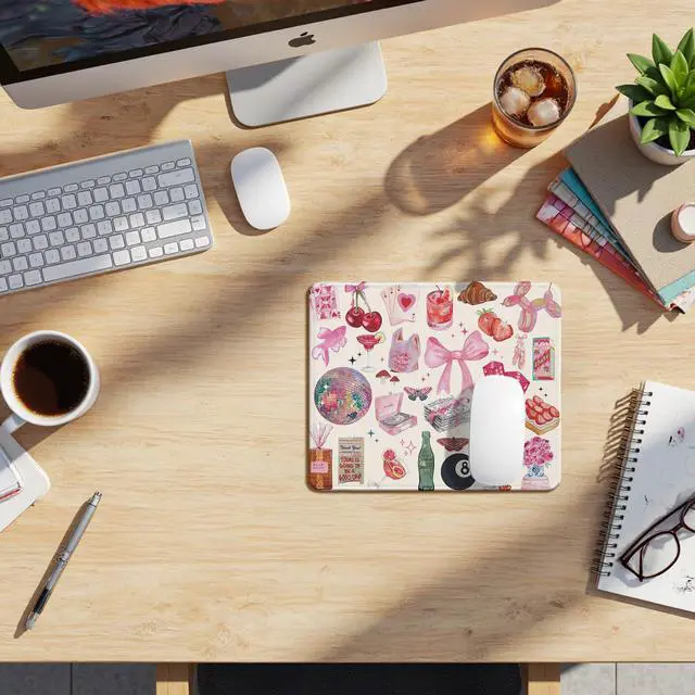 Alt view image 3 of 6 - Coquette Pink Y2K Aesthetic Mouse Pad, Cute Preppy Pink Girly Collage Mouse Pads Mousepad for Desk Home Office Dorm Computers Laptop, Trendy Girly Office Supplies Desk Accessories, 9.5x7.9 Inch