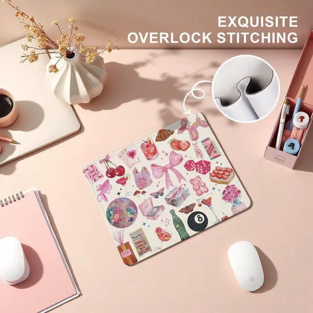 Alt view image 4 of 6 - Coquette Pink Y2K Aesthetic Mouse Pad, Cute Preppy Pink Girly Collage Mouse Pads Mousepad for Desk Home Office Dorm Computers Laptop, Trendy Girly Office Supplies Desk Accessories, 9.5x7.9 Inch