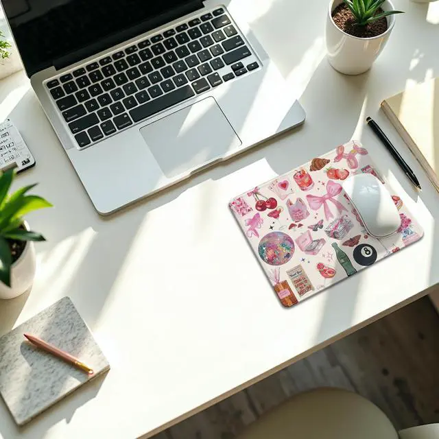 Alt view image 2 of 6 - Coquette Pink Y2K Aesthetic Mouse Pad, Cute Preppy Pink Girly Collage Mouse Pads Mousepad for Desk Home Office Dorm Computers Laptop, Trendy Girly Office Supplies Desk Accessories, 9.5x7.9 Inch