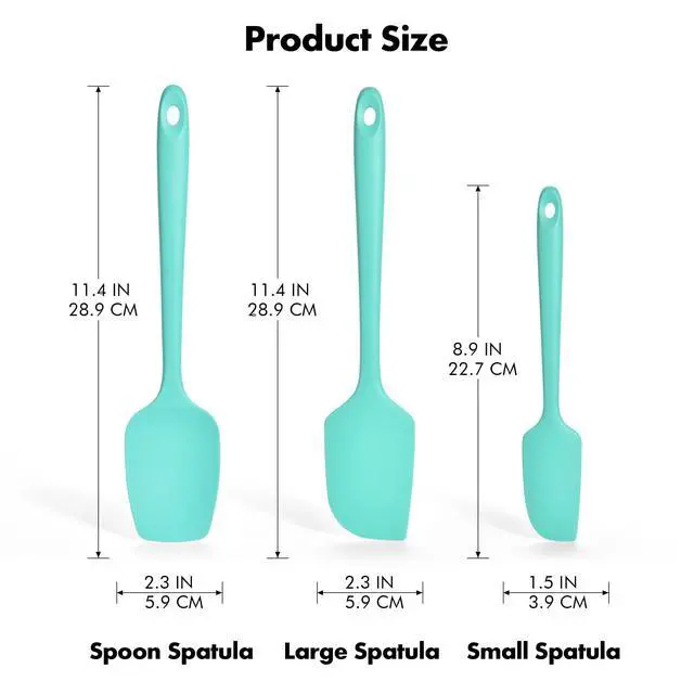 Alt view image 2 of 7 - Silicone Spatula Set, 600ºF Heat Resistant, 3Pcs, Aqua Sky