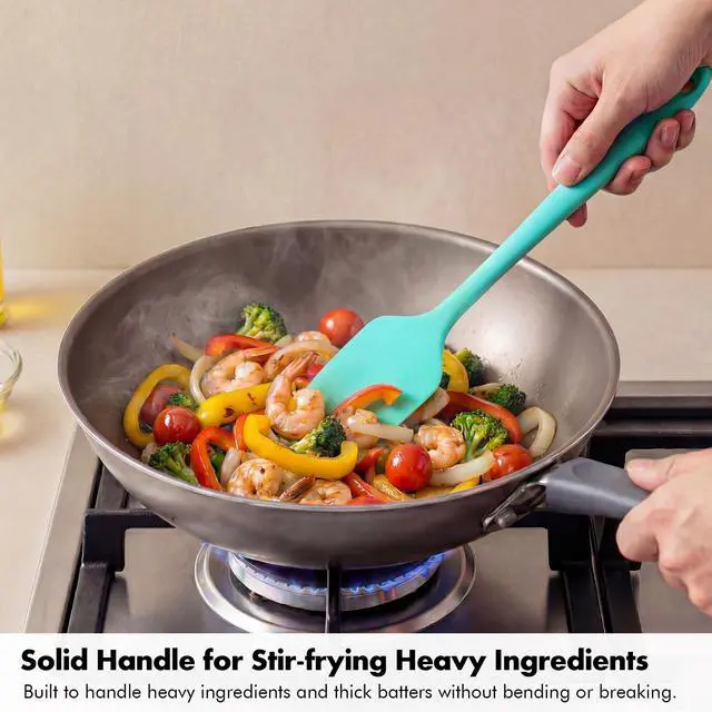 Alt view image 6 of 7 - Silicone Spatula Set, 600ºF Heat Resistant, 3Pcs, Aqua Sky