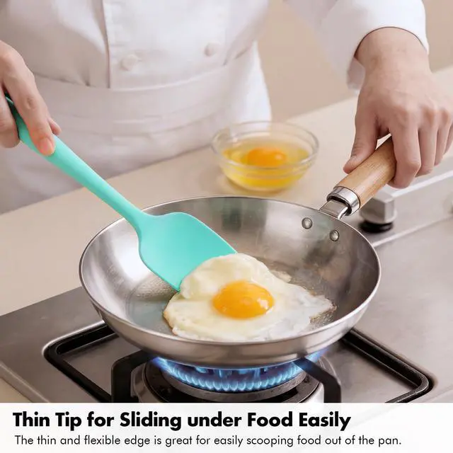 Alt view image 7 of 7 - Silicone Spatula Set, 600ºF Heat Resistant, 3Pcs, Aqua Sky