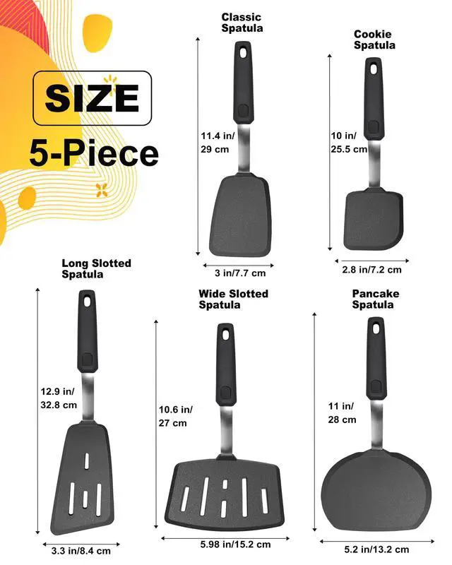 Alt view image 5 of 7 - 5 Piece Silicone Spatula Set for Nonstick Cookware