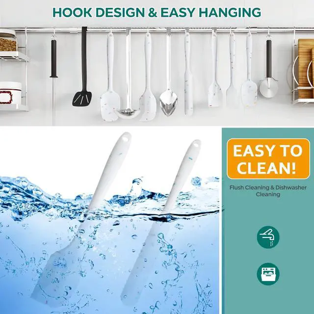 Alt view image 4 of 7 - 6 Piece Silicone Spatula Set - Heat Resistant Nonstick Spatulas Set with Stainless Steel Core, Food Grade Silicone Spatulas for Baking Cooking Mixing Kitchen Utensils Set - Dishwasher Safe (White)