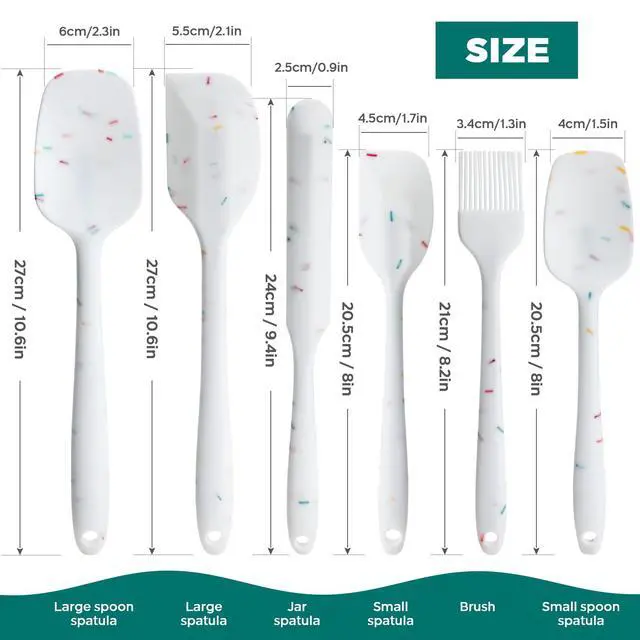 Alt view image 5 of 7 - 6 Piece Silicone Spatula Set - Heat Resistant Nonstick Spatulas Set with Stainless Steel Core, Food Grade Silicone Spatulas for Baking Cooking Mixing Kitchen Utensils Set - Dishwasher Safe (White)