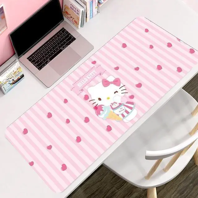 Alt view image 4 of 4 - Girly Cute Gaming Mouse Pads, Long Extended Desk Mat, Extra Large Girl Anime Mousepad Keyboard Pads for Work Game Office Home (Kitty)