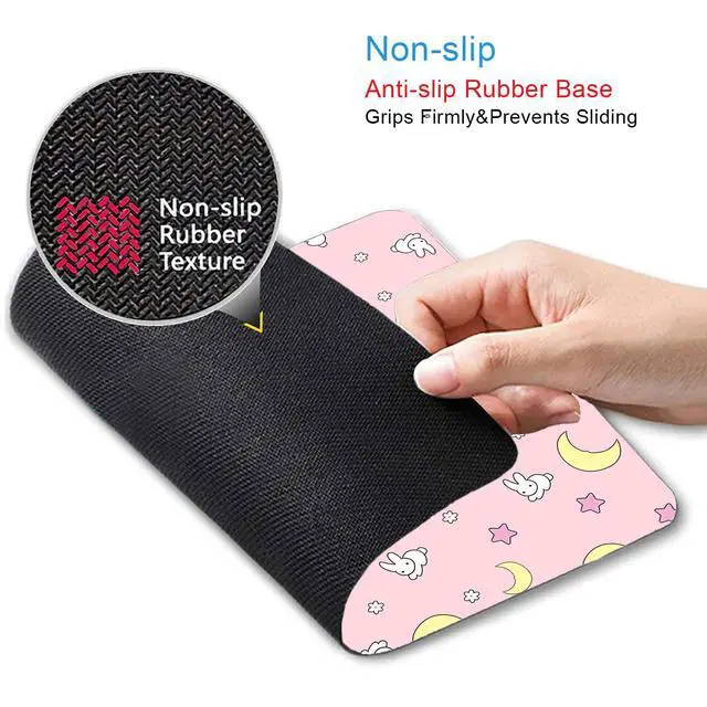 Alt view image 3 of 6 - Pink Kawaii Mouse Pad, Cute Moon Bunny Small Mouse MatAesthetic Anime Mousepad for Women Kids Office Home School, Computer PC Laptop Mice Pad, 9.5 x 7.9 Inch