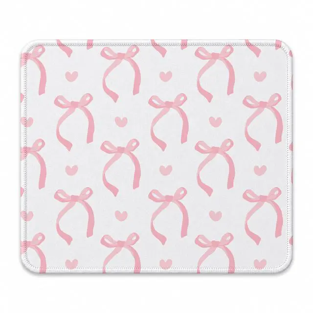 Main image of Cute Light Pink Bow Girly Aesthetic Office Mouse Pad, 9.5x7.9 inch