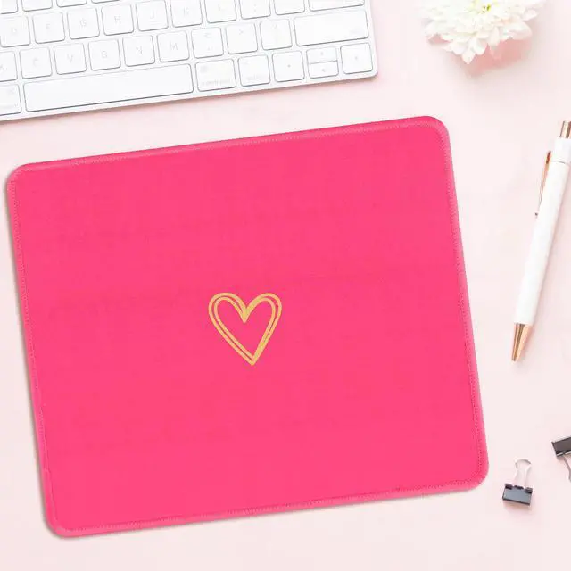 Alt view image 2 of 7 - Square Aesthetic Cute Heart Mouse Pad,Office Home Personalized Mouse Mat Design,Waterproof Funny Mousepad,Non-Slip Rubber Base Computer Mouse Pads for Wireless Mouse,Hot Pink