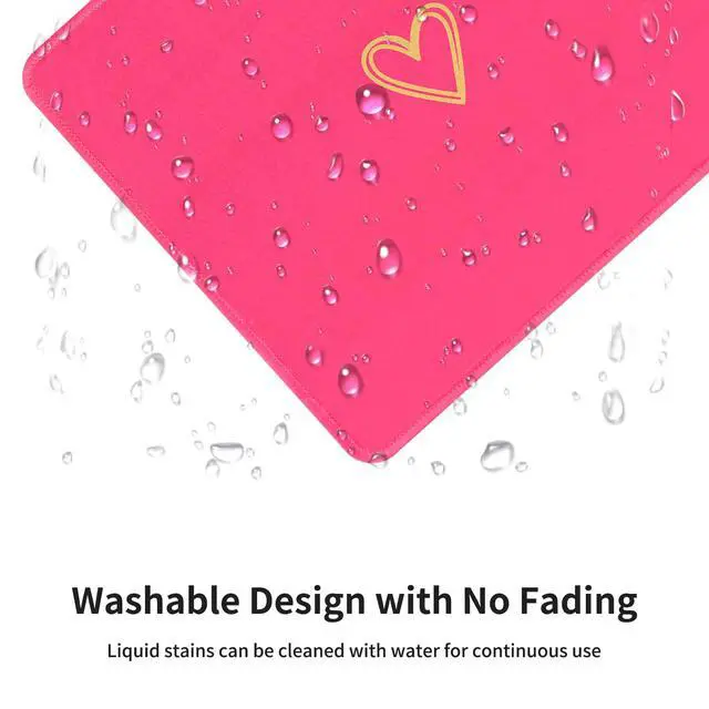 Alt view image 3 of 7 - Square Aesthetic Cute Heart Mouse Pad,Office Home Personalized Mouse Mat Design,Waterproof Funny Mousepad,Non-Slip Rubber Base Computer Mouse Pads for Wireless Mouse,Hot Pink