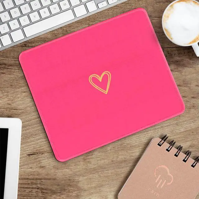 Alt view image 5 of 7 - Square Aesthetic Cute Heart Mouse Pad,Office Home Personalized Mouse Mat Design,Waterproof Funny Mousepad,Non-Slip Rubber Base Computer Mouse Pads for Wireless Mouse,Hot Pink