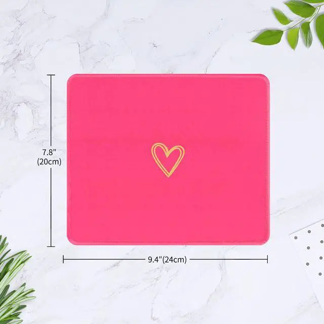 Alt view image 7 of 7 - Square Aesthetic Cute Heart Mouse Pad,Office Home Personalized Mouse Mat Design,Waterproof Funny Mousepad,Non-Slip Rubber Base Computer Mouse Pads for Wireless Mouse,Hot Pink