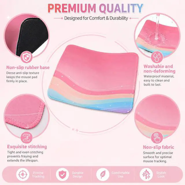 Alt view image 5 of 7 - Cute Mouse Pad, Pink Mouse Pads for Desk Square Gaming Mousepad