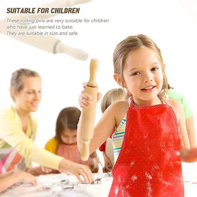 Alt view image 3 of 7 - 6 Pack 8 Inch Mini Wood Rolling Pin,Great for Children Kids Girls and Boys,Small Wooden Rollers for Art and Crafting,Baking,Cookie Dough,Cooking,Clay,Play Doh