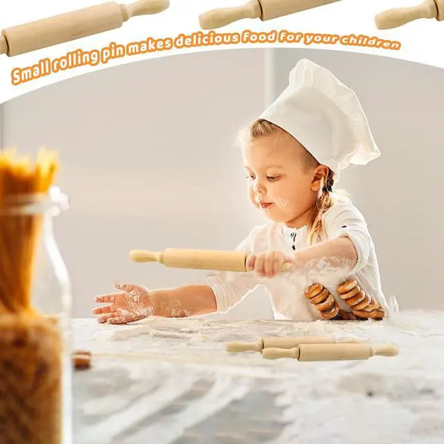 Alt view image 4 of 7 - 6 Pack 8 Inch Mini Wood Rolling Pin,Great for Children Kids Girls and Boys,Small Wooden Rollers for Art and Crafting,Baking,Cookie Dough,Cooking,Clay,Play Doh