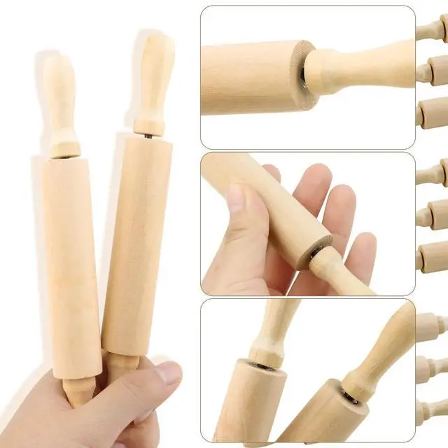 Alt view image 7 of 7 - 6 Pack 8 Inch Mini Wood Rolling Pin,Great for Children Kids Girls and Boys,Small Wooden Rollers for Art and Crafting,Baking,Cookie Dough,Cooking,Clay,Play Doh