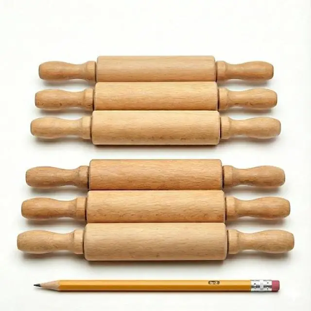 Main image of Kids Mini Rolling Pins (6-Pack) Splinter-Free, Non-Stick Hardwood for Baking, Sensory Crafts, Play-Doh, Clay, Therapeutic Fine Motor Skills for Toddlers, Great Gift for Children