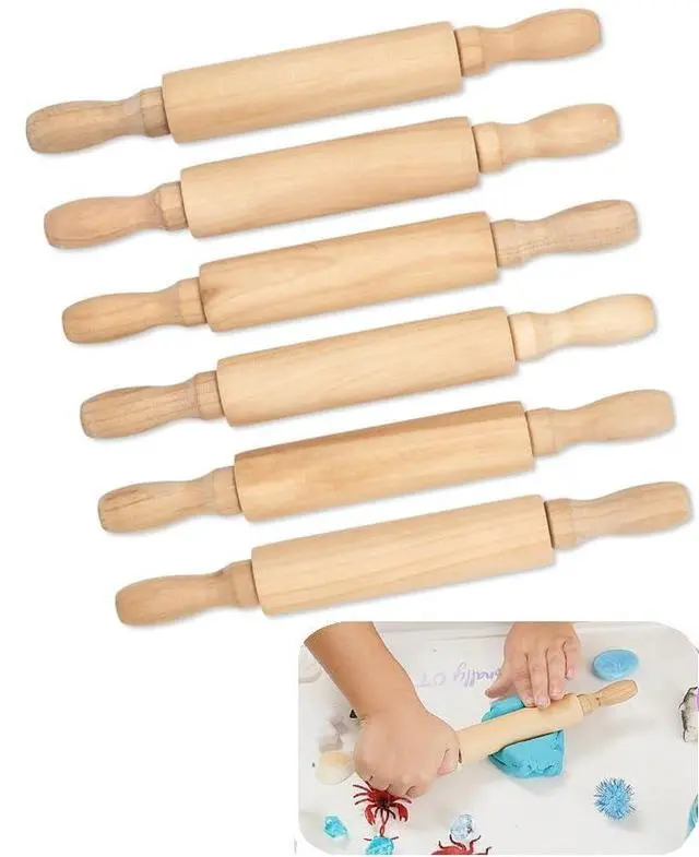 Alt view image 5 of 7 - Kids Mini Rolling Pins (6-Pack) Splinter-Free, Non-Stick Hardwood for Baking, Sensory Crafts, Play-Doh, Clay, Therapeutic Fine Motor Skills for Toddlers, Great Gift for Children
