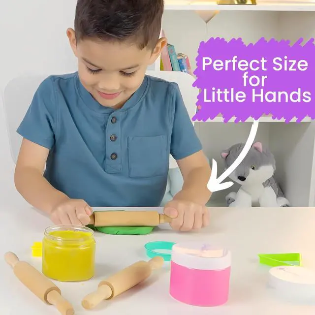 Alt view image 6 of 7 - Kids Mini Rolling Pins (6-Pack) Splinter-Free, Non-Stick Hardwood for Baking, Sensory Crafts, Play-Doh, Clay, Therapeutic Fine Motor Skills for Toddlers, Great Gift for Children