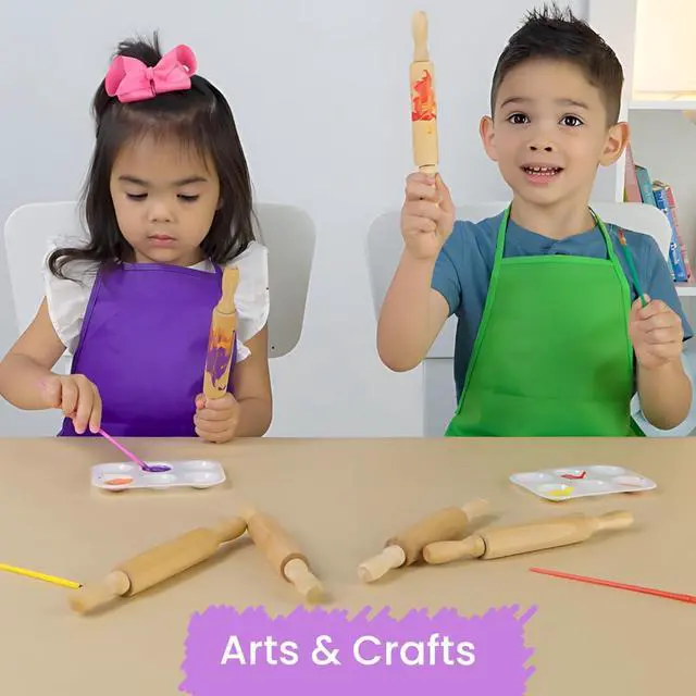 Alt view image 7 of 7 - Kids Mini Rolling Pins (6-Pack) Splinter-Free, Non-Stick Hardwood for Baking, Sensory Crafts, Play-Doh, Clay, Therapeutic Fine Motor Skills for Toddlers, Great Gift for Children