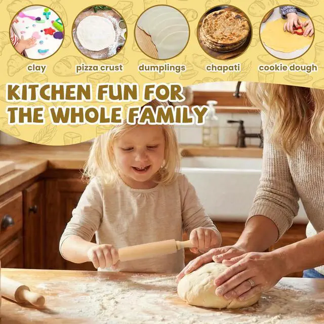 Alt view image 4 of 7 - 12 Pack 8 Inch Mini Wood Rolling Pin,Great for Children Kids Girls and Boys,Small Wooden Rollers for Art and Crafting,Baking,Cookie Dough,Cooking,Clay,Play Doh