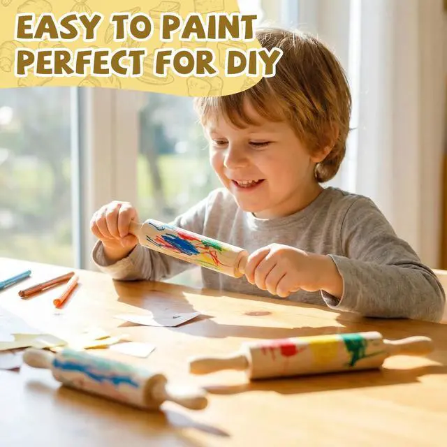 Alt view image 5 of 7 - 12 Pack 8 Inch Mini Wood Rolling Pin,Great for Children Kids Girls and Boys,Small Wooden Rollers for Art and Crafting,Baking,Cookie Dough,Cooking,Clay,Play Doh