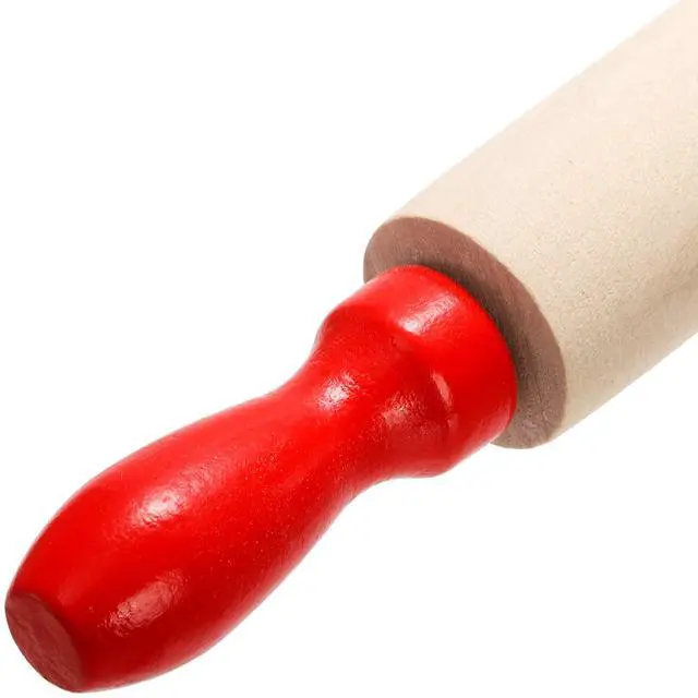 Alt view image 3 of 7 - Set of 12 Mini Rolling Pin, 8 Inch Wood Dough Roller for Baking with Red Handle, Small Clay Rolling Pin for Craft Fondant Pastry Pizza Crafting and Imaginative Play