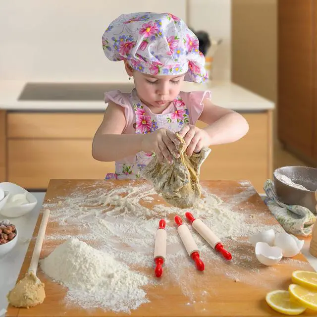 Alt view image 5 of 7 - Set of 12 Mini Rolling Pin, 8 Inch Wood Dough Roller for Baking with Red Handle, Small Clay Rolling Pin for Craft Fondant Pastry Pizza Crafting and Imaginative Play