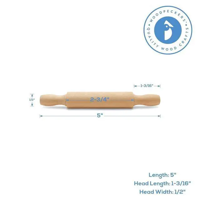 Alt view image 2 of 7 - Mini Rolling Pin, 5 Inches Long, Pack of 12, Great for in The Kitchen, Play-doh, Crafting and Imaginative Play, by Woodpeckers
