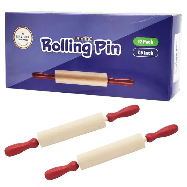 Alt view image 2 of 7 - 7.5 Inch 12-Pack Rolling Pin for Play Dough For Little Bakers, With Red Handles Arts and Crafts Clay Roller, 7.5" (Pack of 12)
