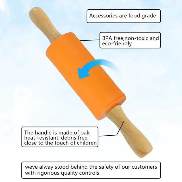 Alt view image 2 of 6 - 9 Inch Mini Rolling Pin, 2 PCS Wooden Handle Rolling Pin for Kids Dough Rollers for Baking Supplies Home Kitchen