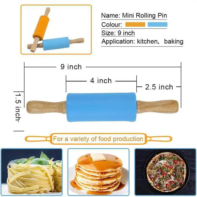 Alt view image 3 of 6 - 9 Inch Mini Rolling Pin, 2 PCS Wooden Handle Rolling Pin for Kids Dough Rollers for Baking Supplies Home Kitchen