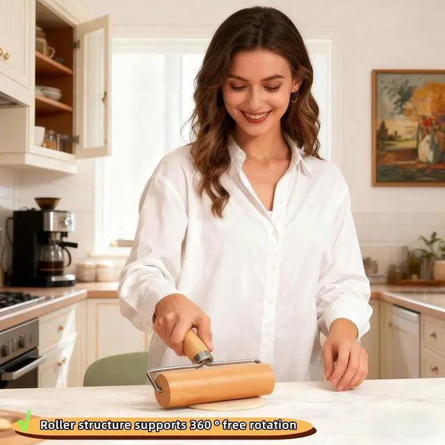 Alt view image 3 of 7 - Wooden Rolling Pin Set - Non-Stick Pizza & Dough Roller, Ergonomic Bakery Tool for Cookies, Pie, Bread Dough | Heavy Duty, Easy Clean, Compact Storage | Kitchen Gadget Essential