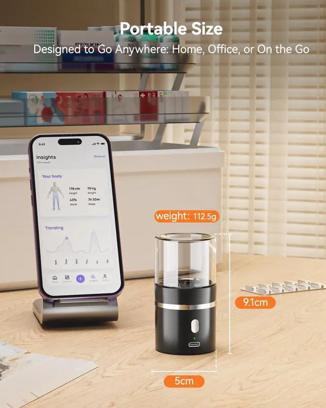 Alt view image 5 of 7 - Electric Pill Crusher, Portable Cordless Pill Crusher Fine Powder for Travel, Easily Crush Small and Large Pills & Vitamins for Elderly, Pets (Black)