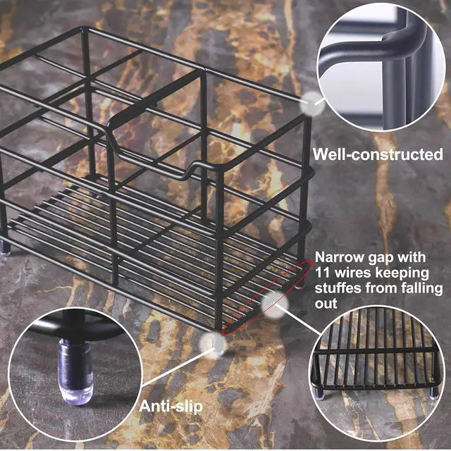 Alt view image 4 of 7 - Toothbrush Holder, Electric Toothbrush Holder - Stainless Steel Tooth Brush Holder, Toothpaste Holder Organizer Stand Caddy for Bathroom, Black