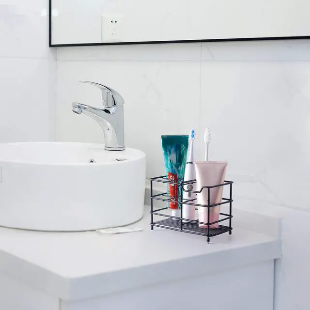 Alt view image 7 of 7 - Toothbrush Holder, Electric Toothbrush Holder - Stainless Steel Tooth Brush Holder, Toothpaste Holder Organizer Stand Caddy for Bathroom, Black