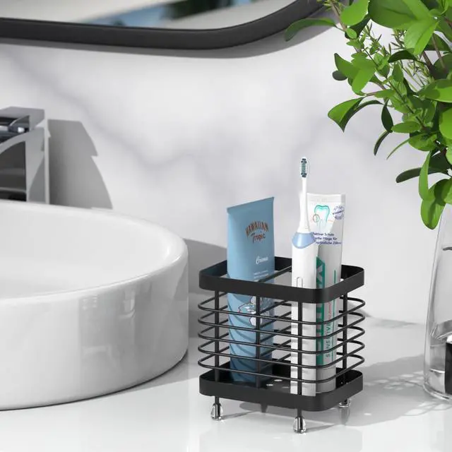 Alt view image 6 of 7 - Toothbrush Holders for Bathroom, Stainless Steel, 2 Slots, Black