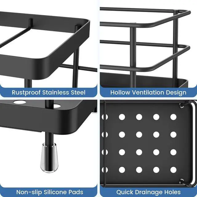 Alt view image 4 of 7 - Toothbrush Holders for Bathroom, Stainless Steel, 6 Slots, Black