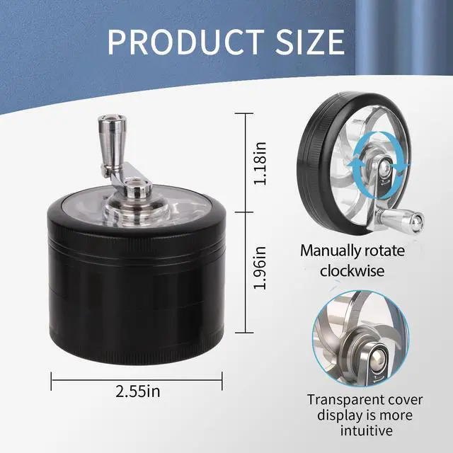 Alt view image 2 of 4 - 2.5 inch Spice Grinder for Kitchen Seasoning 2.5 inch Aluminum with Handle(Black)