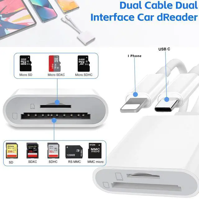Alt view image 2 of 7 - USB C SD Card Reader Type C Memory Card Reader 2 Slots, Plug and Play
