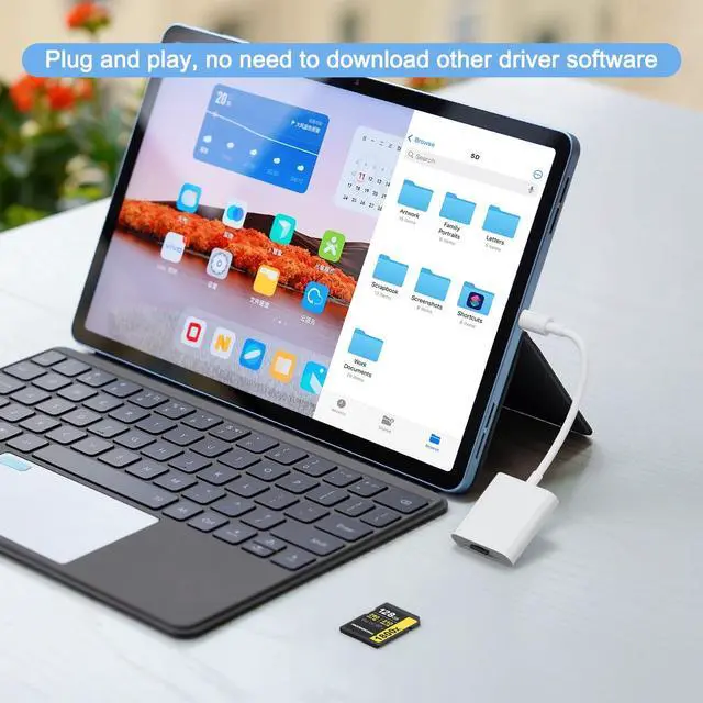 Alt view image 6 of 7 - USB C SD Card Reader for iPhone 17 16 15/iPad/MacBook/Mac, Type C SD Reader Supports SD and MicroSD Memory Card Adapter, Trail Camera Viewer Plug and Play - 2 Slots