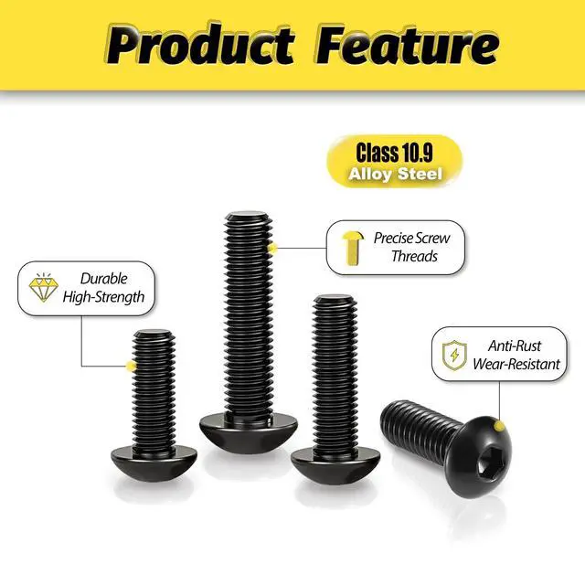 Alt view image 3 of 7 - 1000PCS M2.5 Screw Kit,Hex Socket Button Head Screw,Length 4MM-20MM