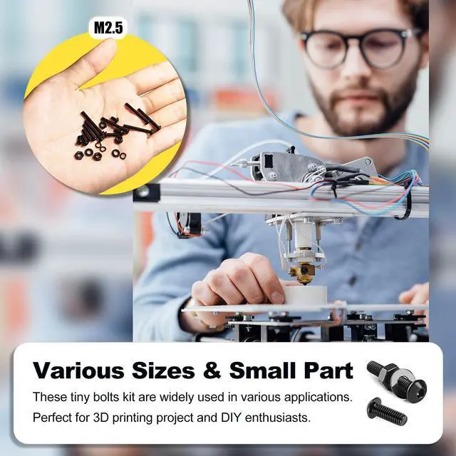 Alt view image 6 of 7 - 1000PCS M2.5 Screw Kit,Hex Socket Button Head Screw,Length 4MM-20MM