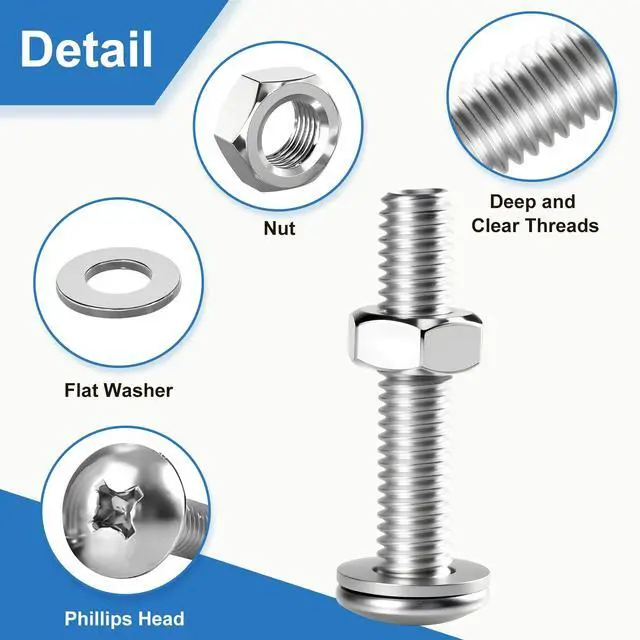 Alt view image 3 of 7 - 1100PCS Nuts and Bolts Assortment Kit, M3 M4 M5 M6 Phillips Head Machine Screws Assorted Set with Storage Case, Metric Bolts Nuts and Flat Washers Kit