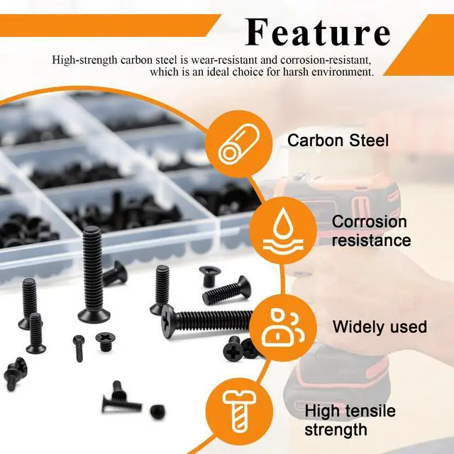 Alt view image 4 of 6 - 24Sizes 888Pcs Tiny Micro Laptop Computer Screw Kit M1.4/M1.7/M2/M2.5/M3/M4 Countersunk Flat Head Phillips Mini Repair Screws Set for Machinery, Furniture, Automotive, Motorcycle