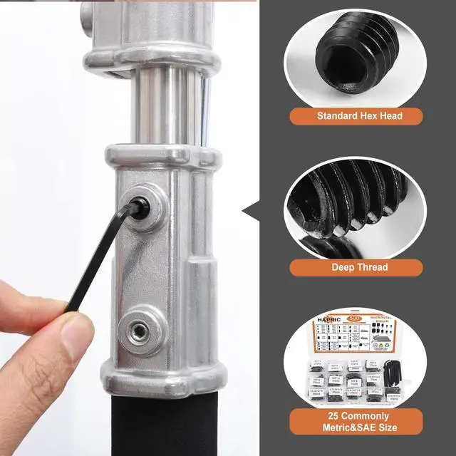 Alt view image 6 of 7 - 500 Pcs 25 Size Set Screws Metric&SAE Set Screw Assortment Kit 12.9 Alloy Steel Head Socket Metric Set Screws for Bathroom Fixtures Door Handles(M3-M8, 1/8"-40 to 5/16"-18)