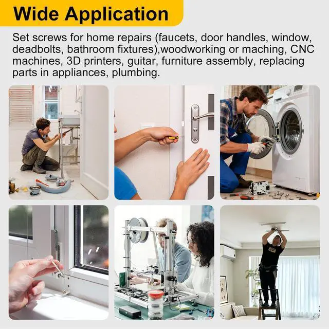 Alt view image 6 of 6 - Set Screw Assortment Kit 700PCS, 25 Sizes Metric and SAE Set Screws M3 M4 M5 M6 M8 1/8" 5/32" 3/16" 1/4" 5/16" Socket Screw Kit 12.9 Alloy Steel for Bathroom Fixtures Door Handles