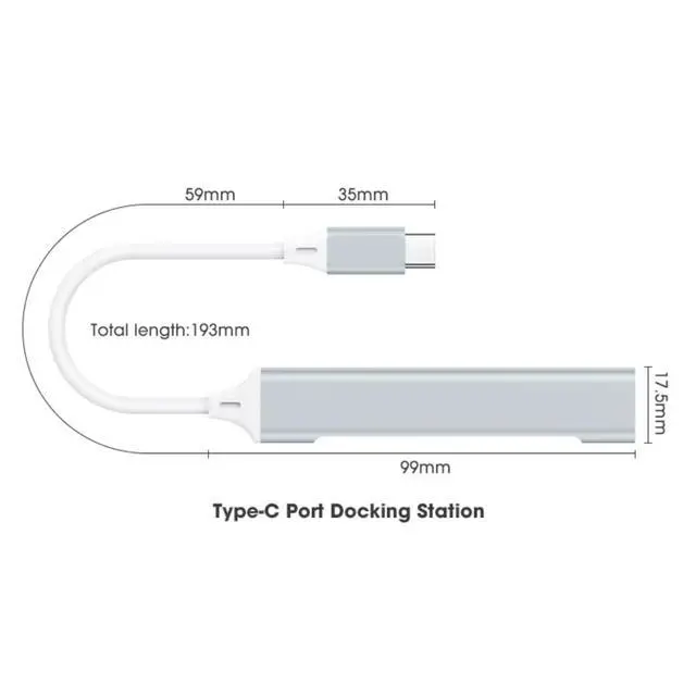 Alt view image 6 of 7 - USB C to USB Hub Adapter, 4 Port (1 USB 3.0 + 3 USB 2.0), 5Gbps High Speed Data, Slim Aluminum Type C Hub for MacBook & USB-C Laptops (Silver)