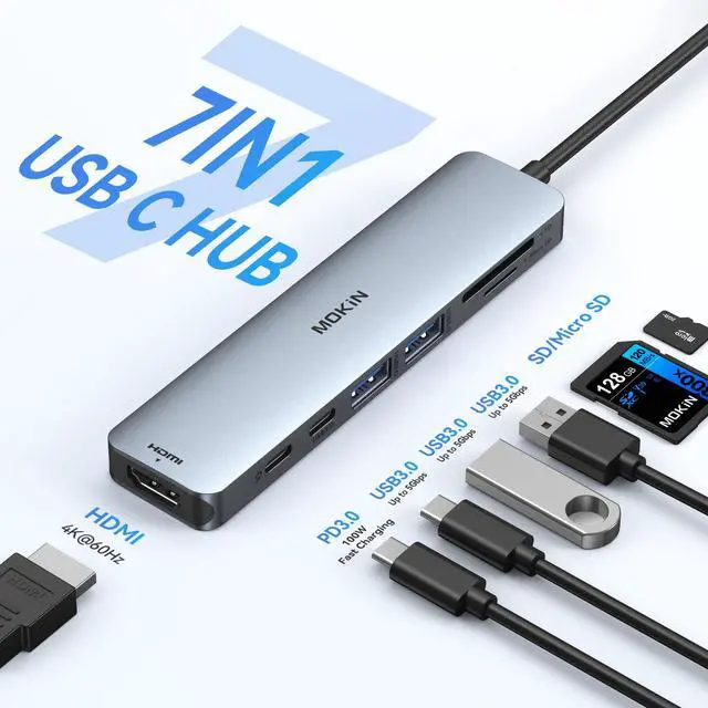 Alt view image 2 of 7 - USB C Hub HDMI Adapter Dongle for MacBook/Dell/HP/Lenovo Laptop